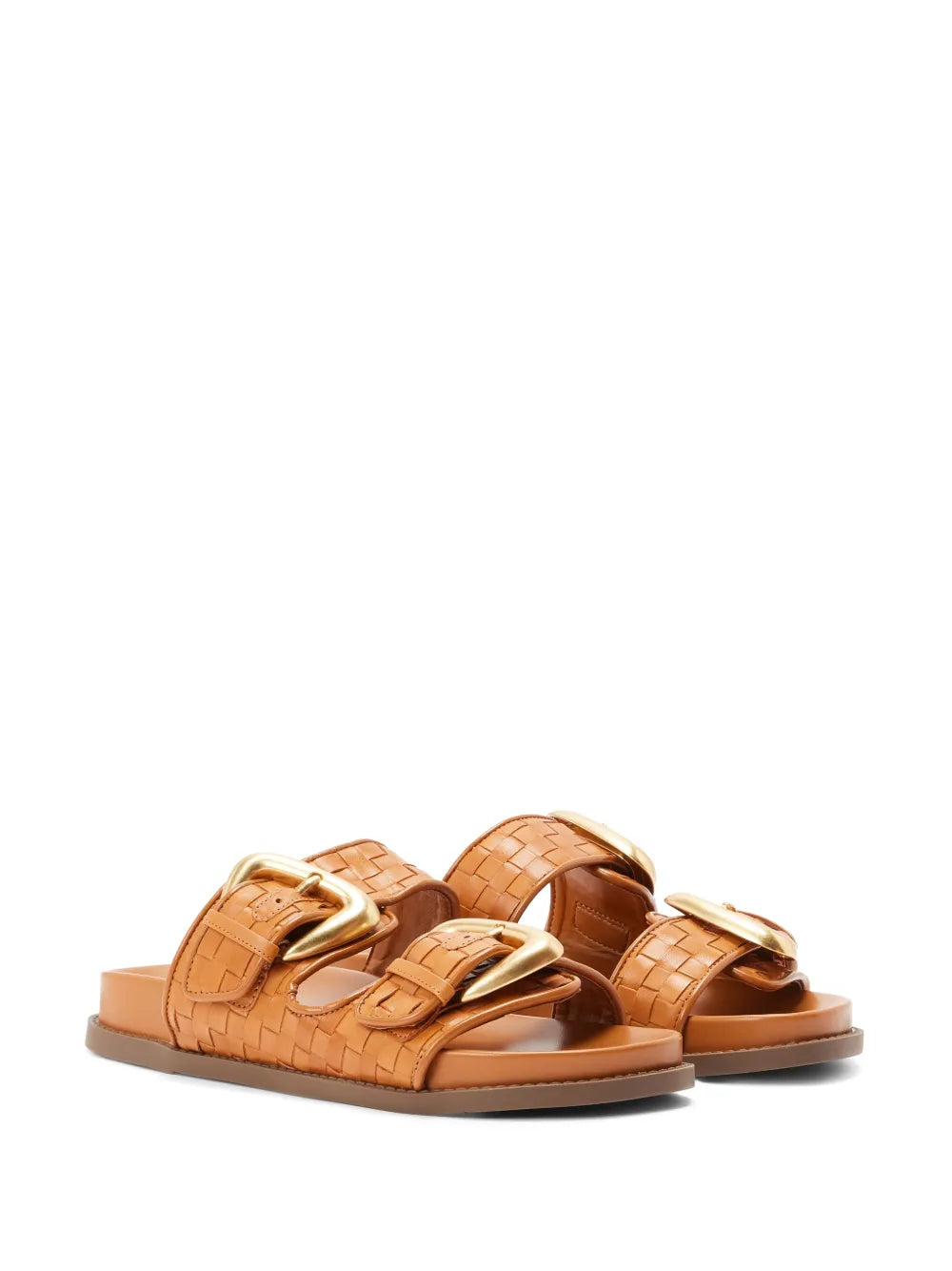 Schutz buckled woven slides