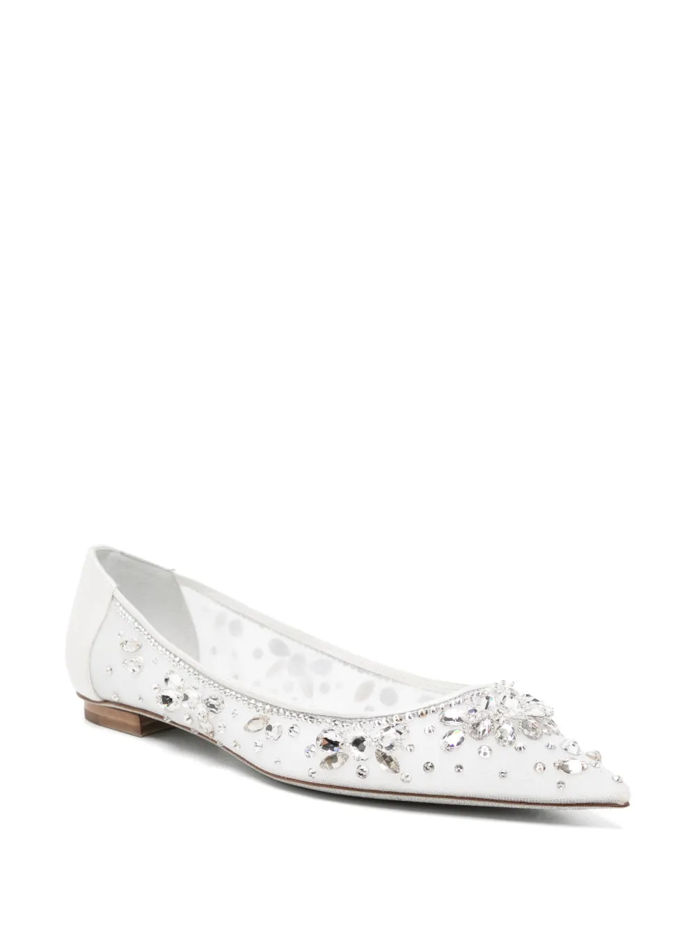 René Caovilla crystal-embellished lace ballerina shoes