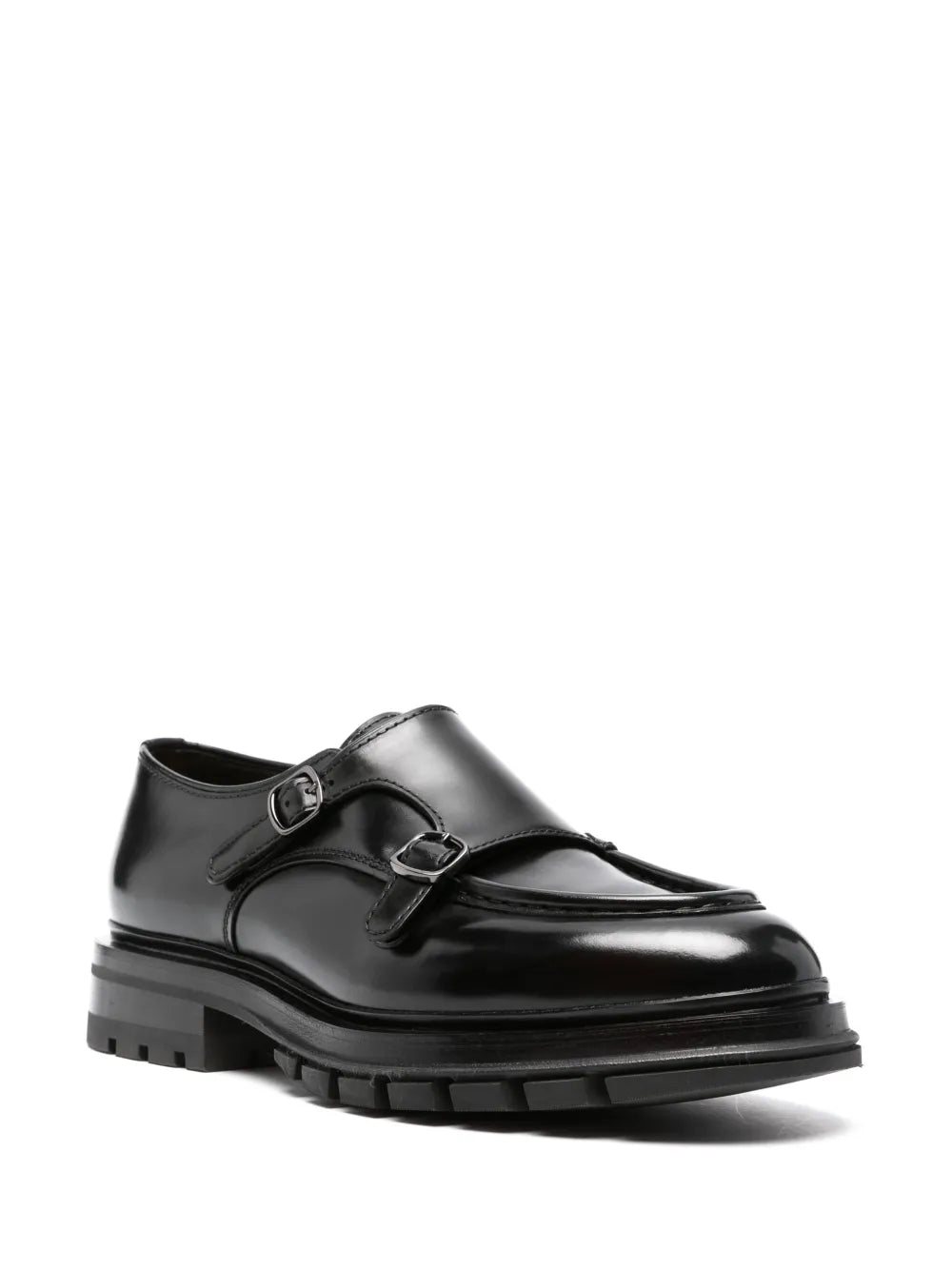 Santoni leather monk shoes