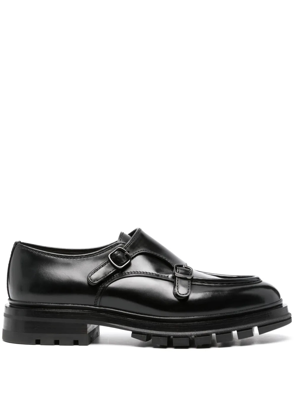 Santoni leather monk shoes