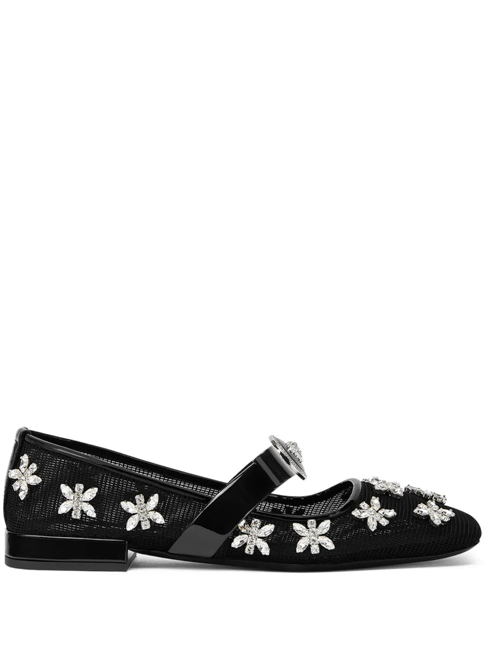 Versace Gianni Ribbon crystal-embellishment ballerina shoes