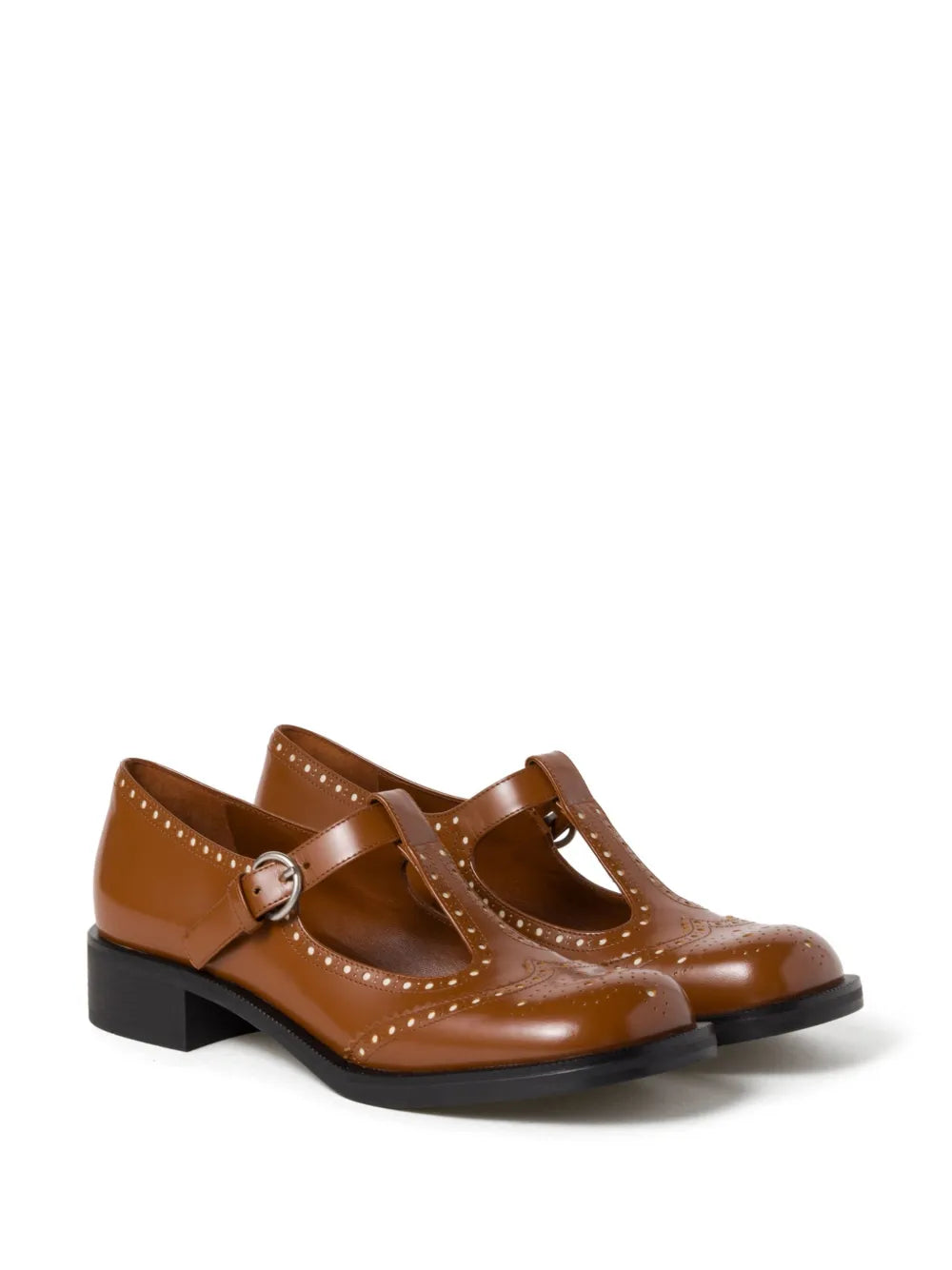 Miu Miu Brushed leather T-strap brogue shoes