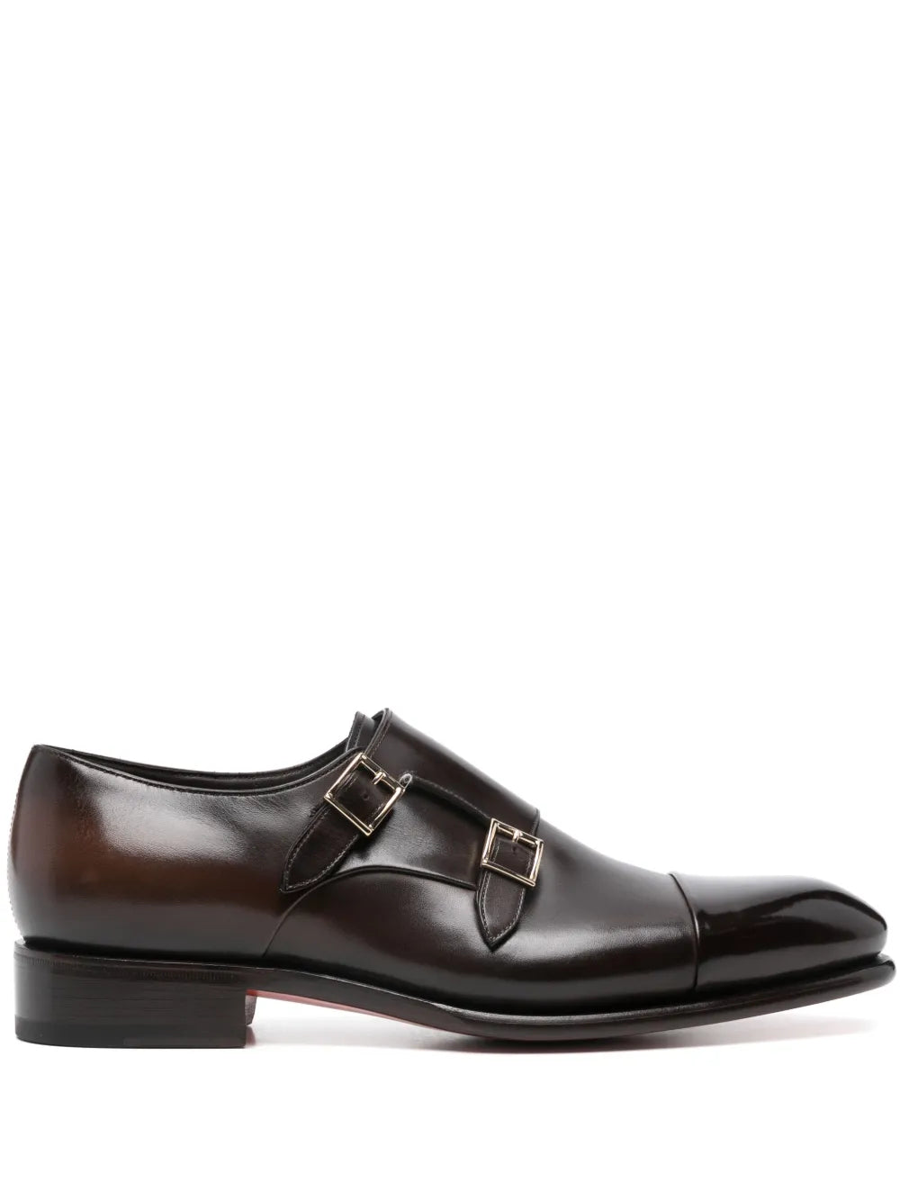 Santoni leather monk shoes