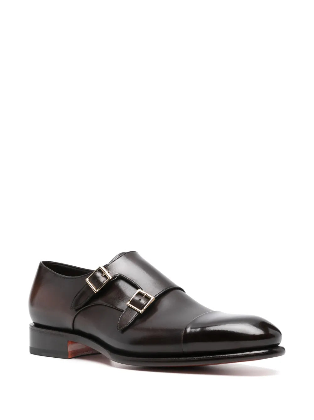 Santoni leather monk shoes