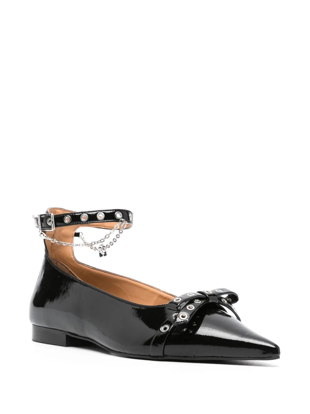 GANNI bow-detail ballet flats