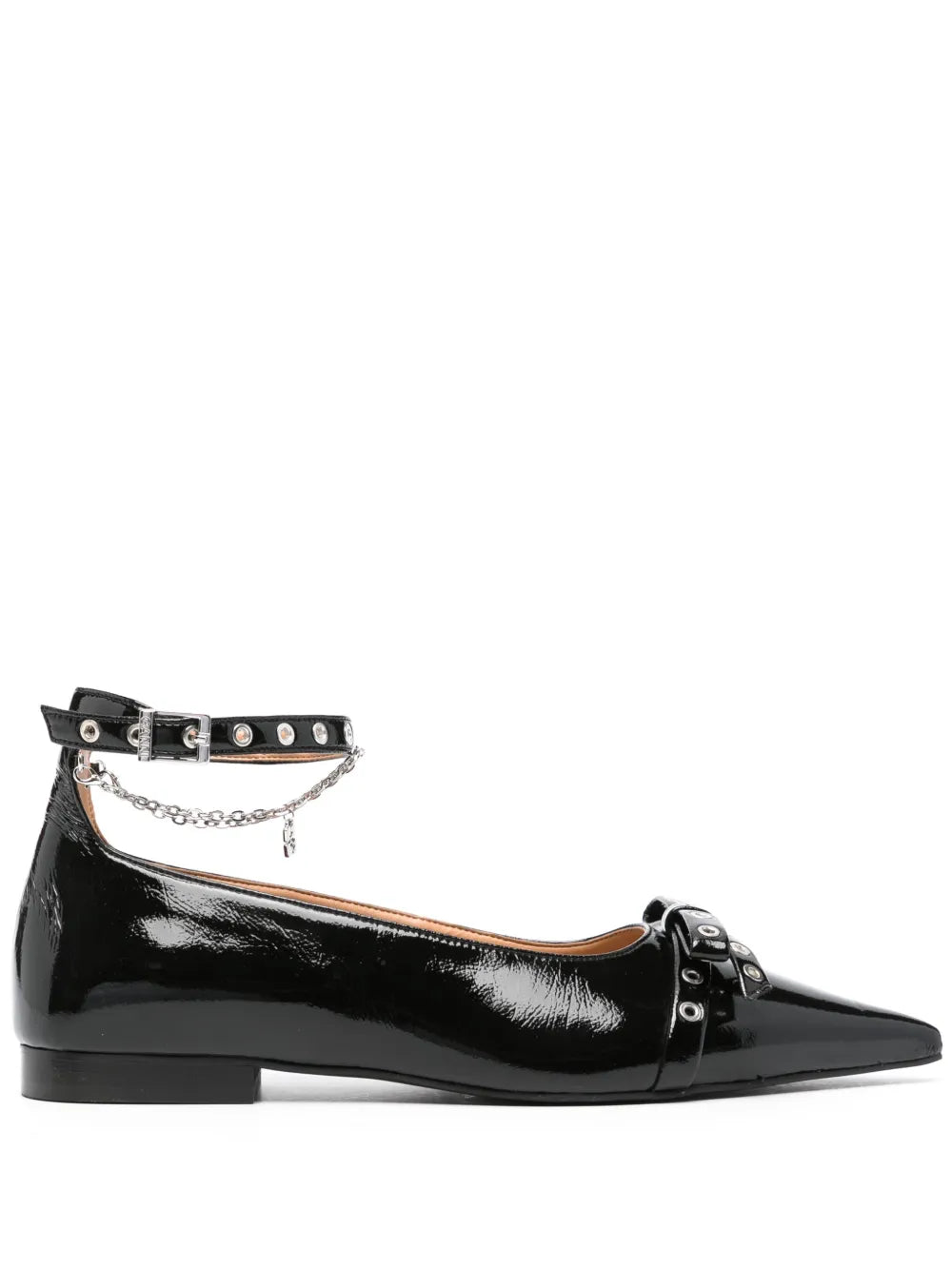 GANNI bow-detail ballet flats