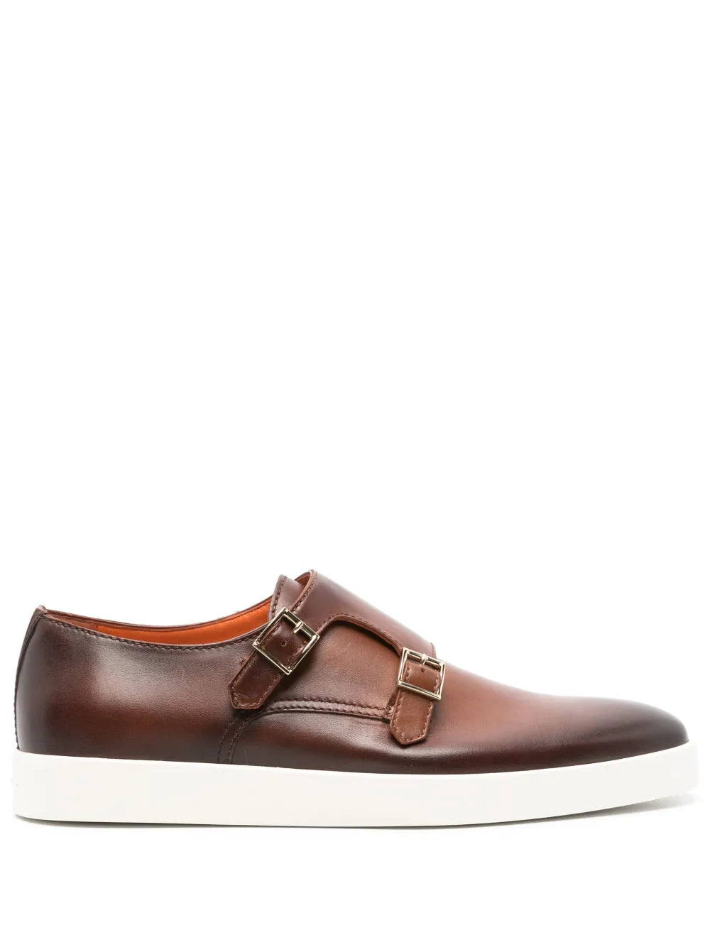 Santoni leather monk shoes