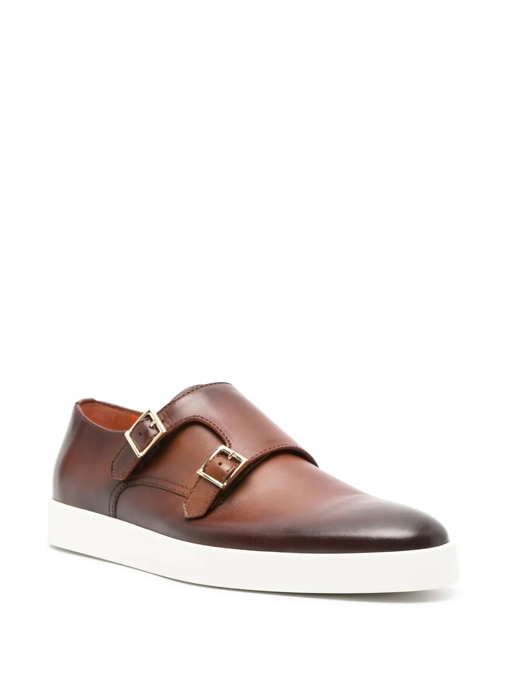 Santoni leather monk shoes