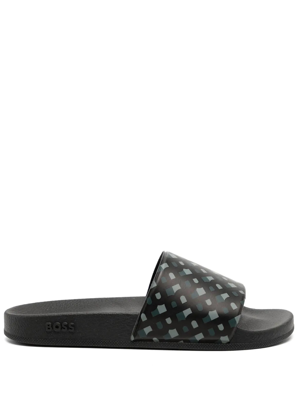 BOSS monogram-print moulded-footbed slides