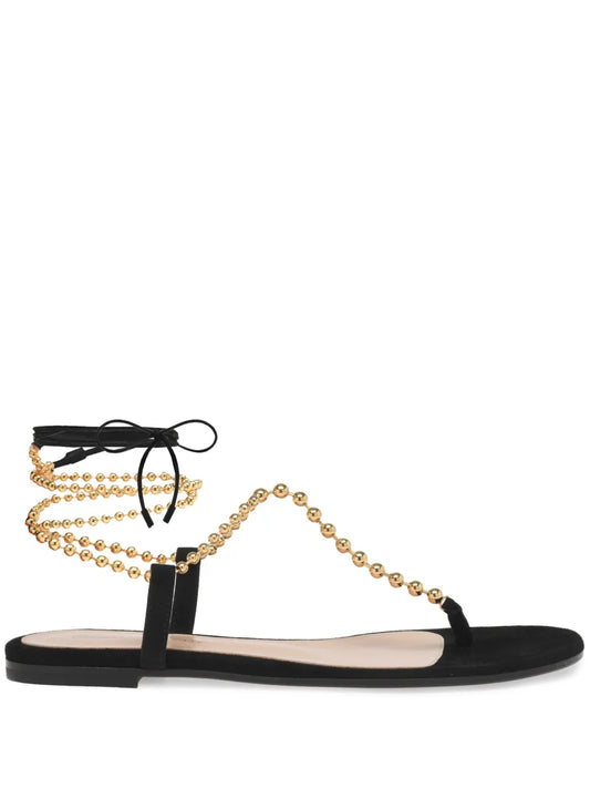 Gianvito Rossi suede chain ankle-wrap sandals