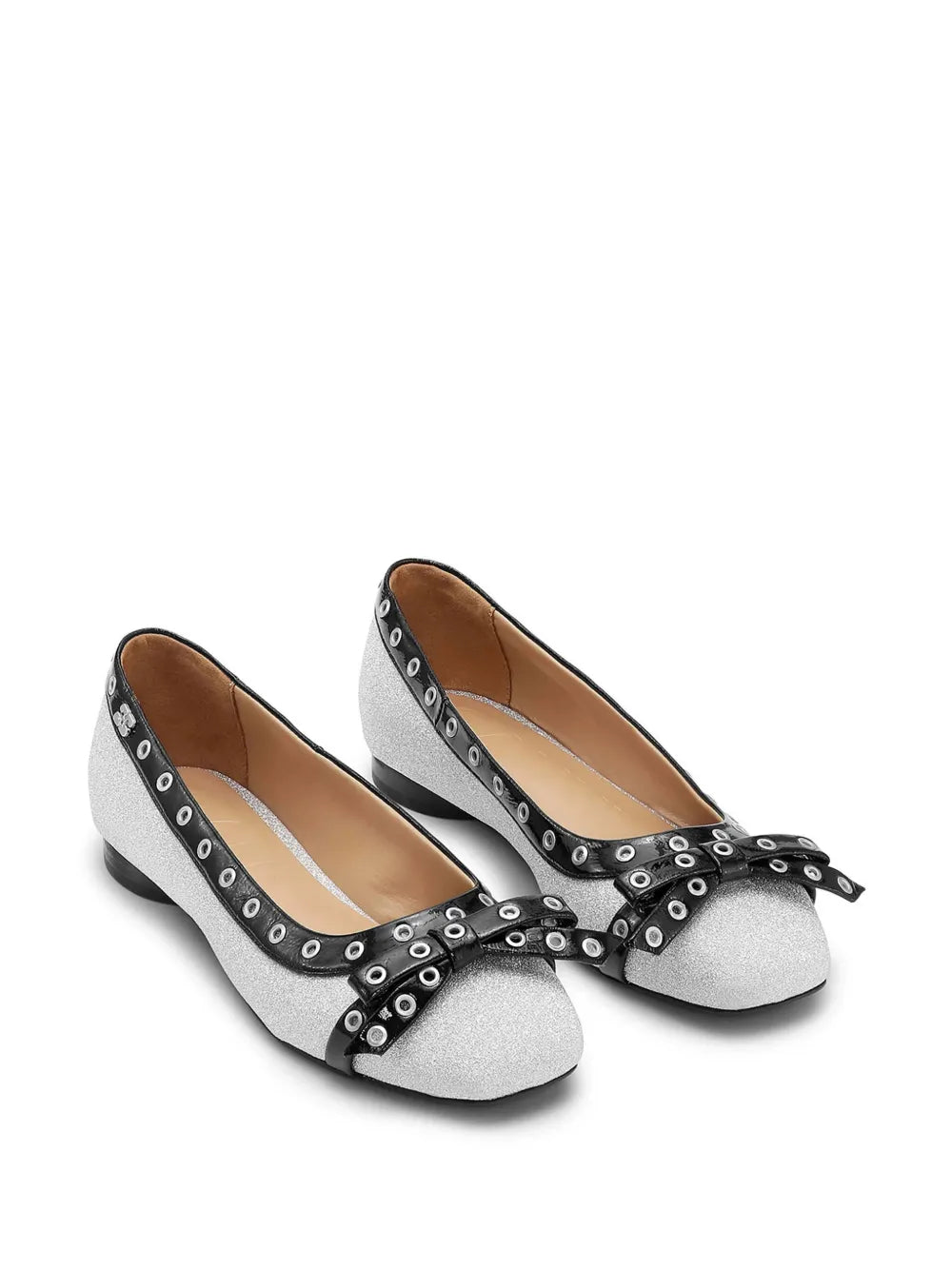 GANNI glitter eyelet detailing ballerina shoes