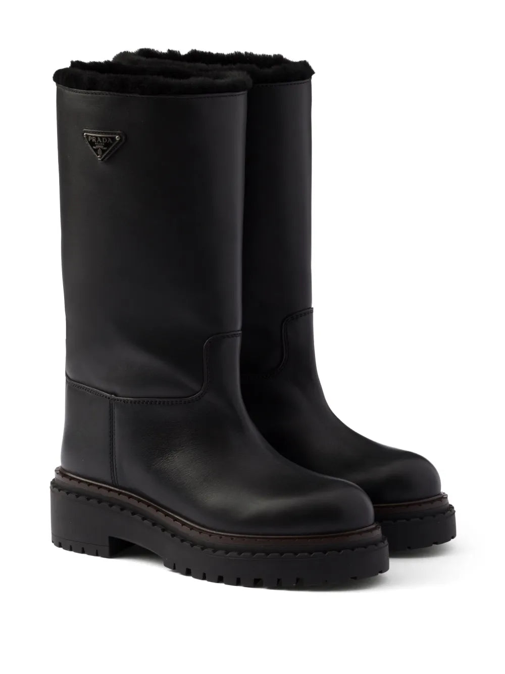 Prada shearling leather boots