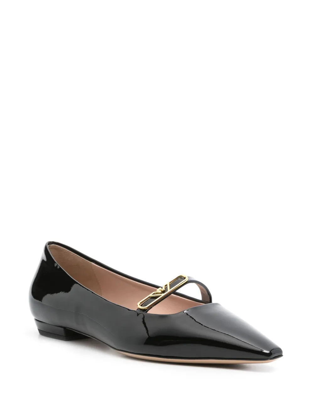 Emporio Armani eagle-plate leather ballerina shoes