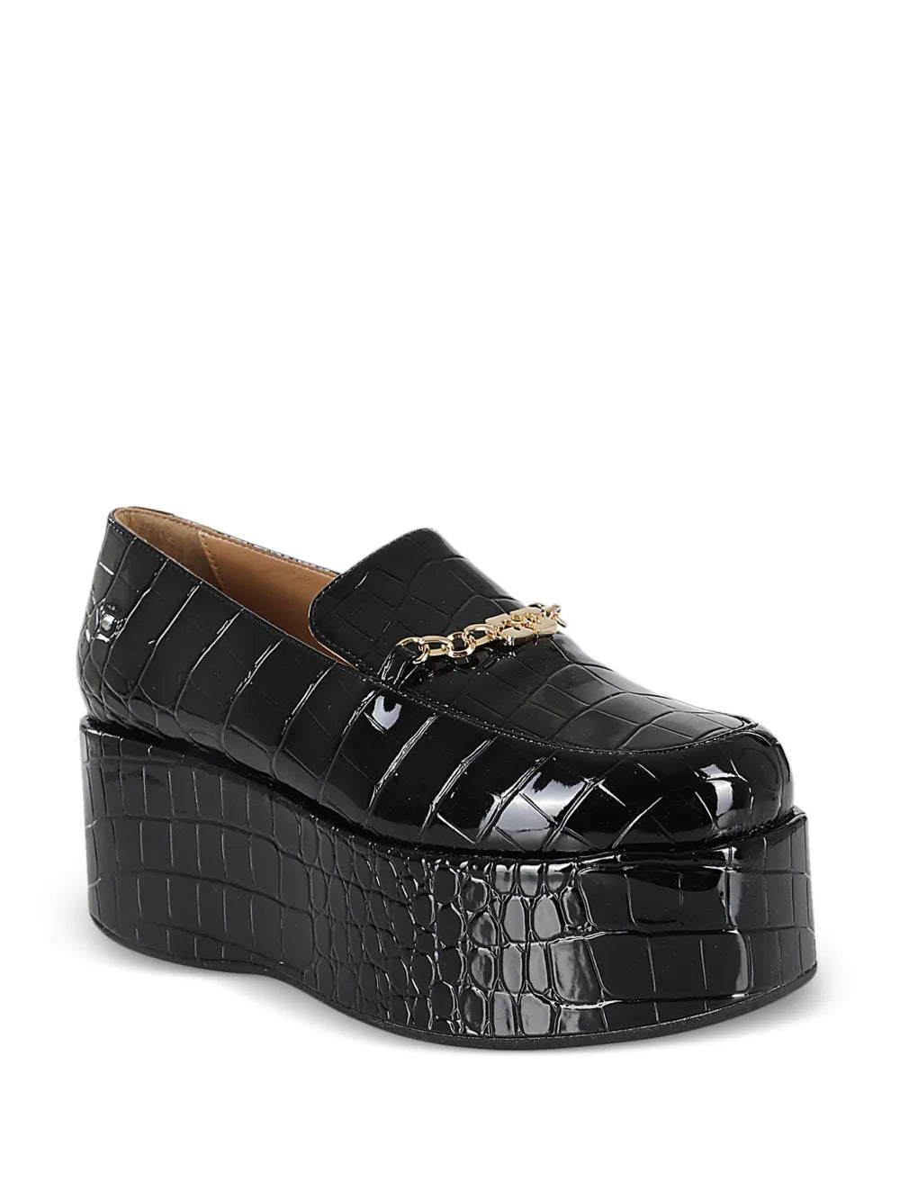 GANNI crocodile-embossed leather loafers