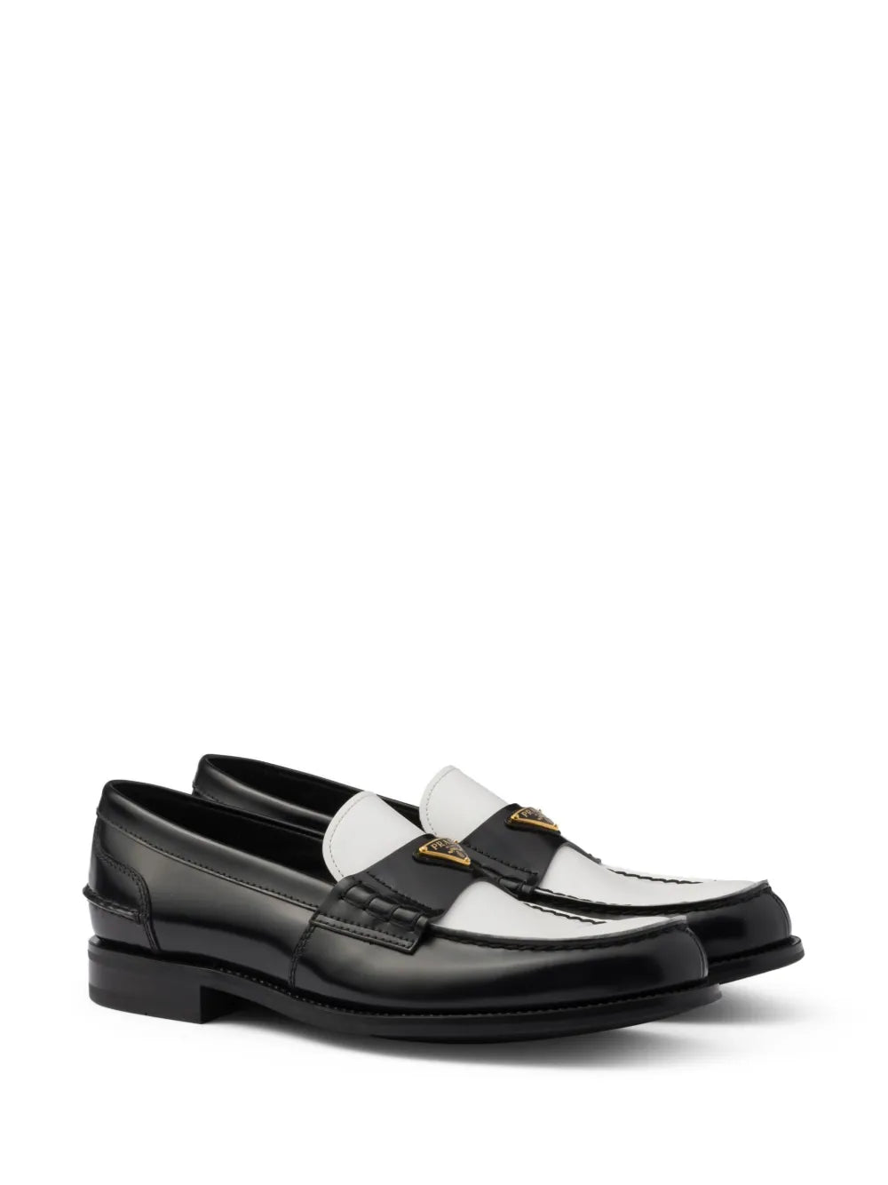 Prada two-tone brushed leather loafers