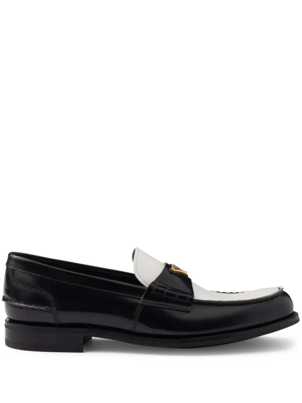 Prada two-tone brushed leather loafers