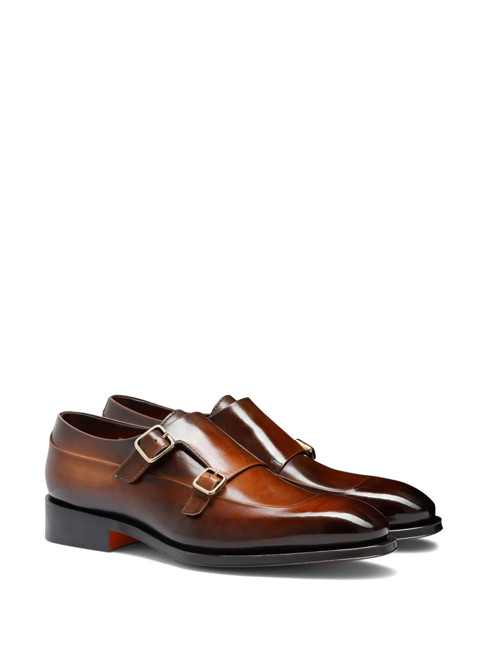 Santoni leather monk shoes
