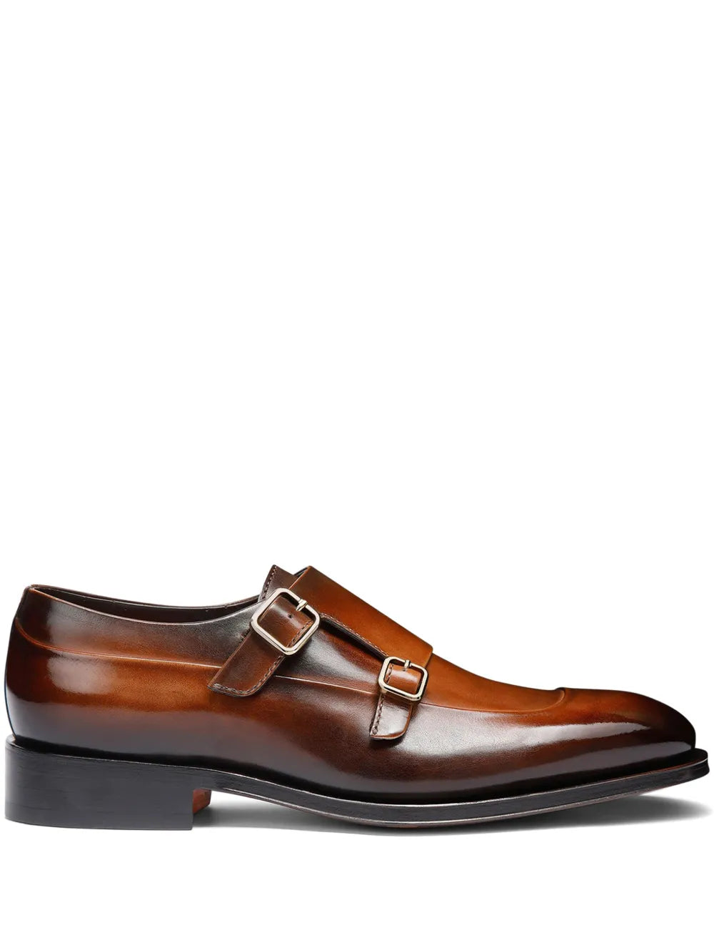 Santoni leather monk shoes