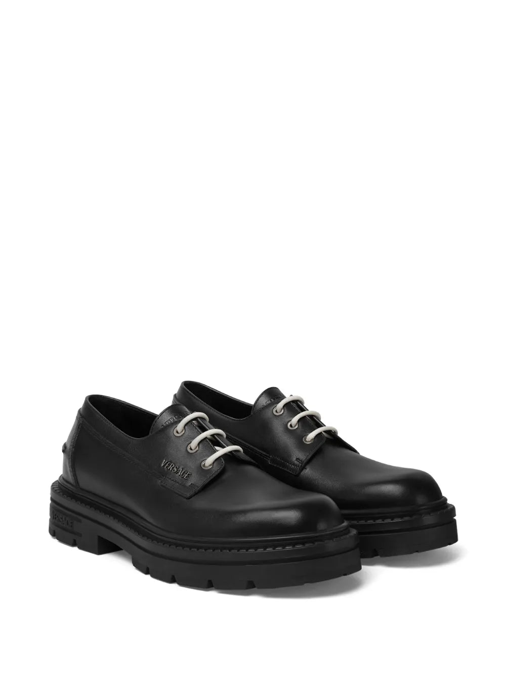 Versace logo-lettering leather shoes