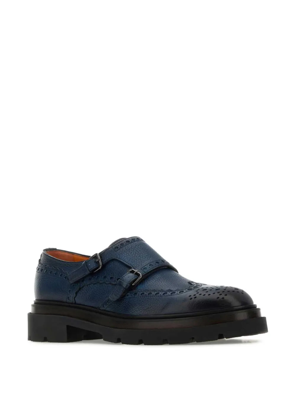 Santoni leather monk shoes