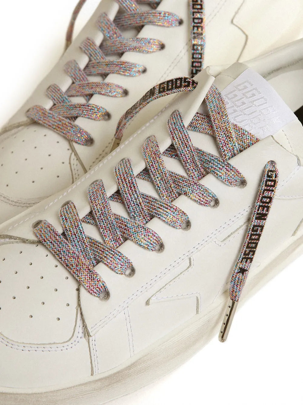 Golden Goose logo-print lurex shoe laces