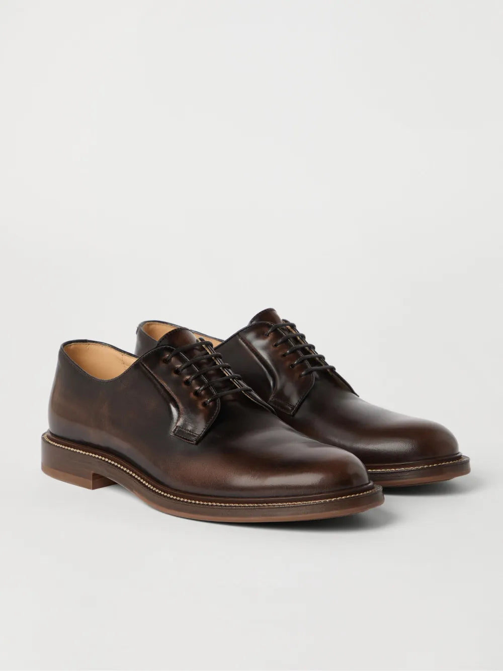 Brunello Cucinelli burnished-leather Derby shoes