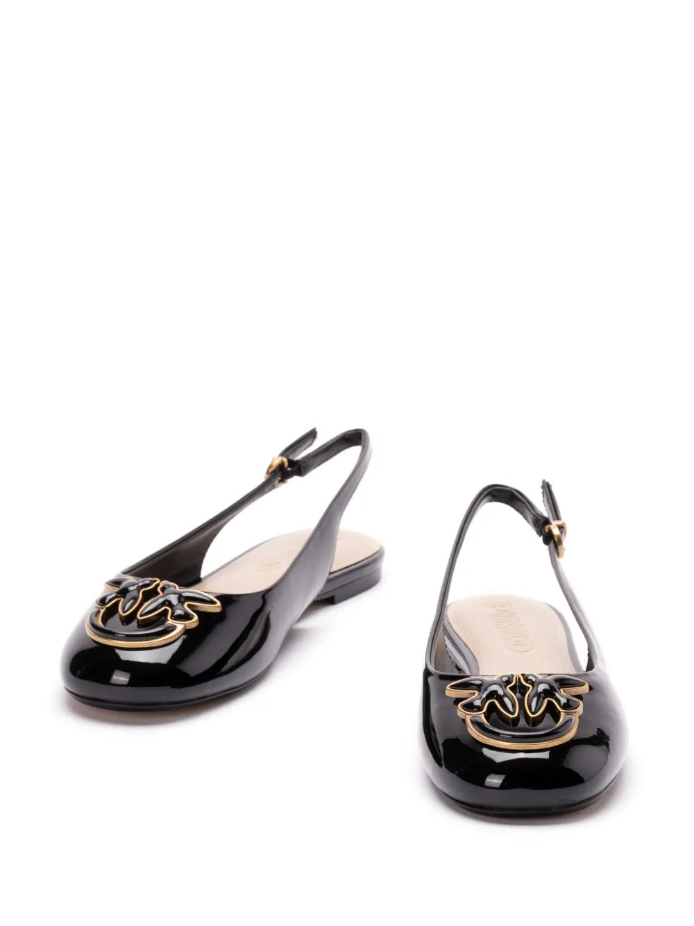 PINKO logo-plaque slingback ballerina shoes