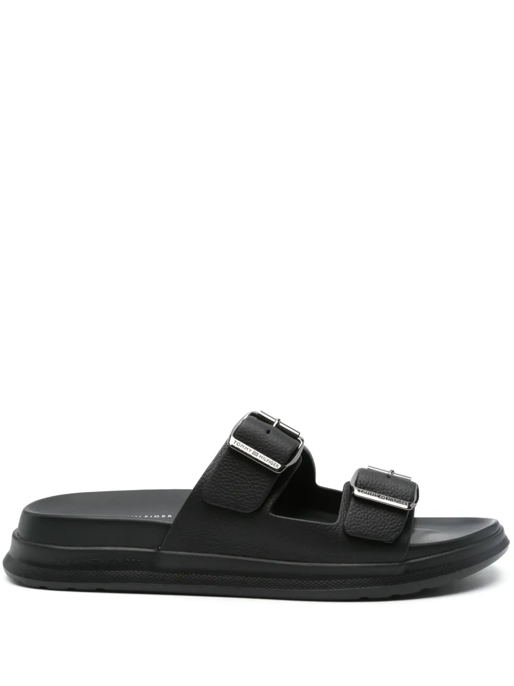 Tommy Hilfiger leather buckle-strap slides
