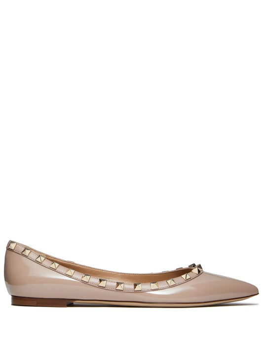 Valentino Garavani Rockstud patent leather ballerina shoes