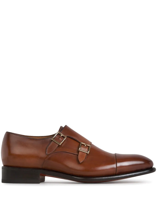 Santoni leather monk shoes