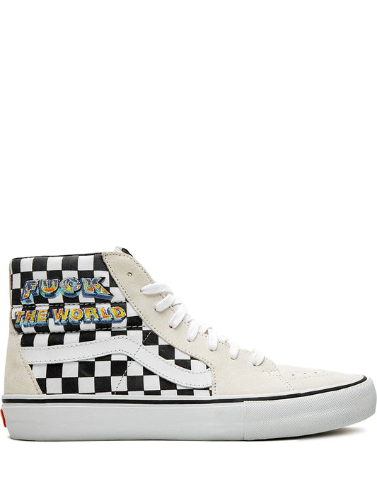 Vans x Supreme Sk8-Hi Pro "F*ck The World - Checkerboard" sneakers