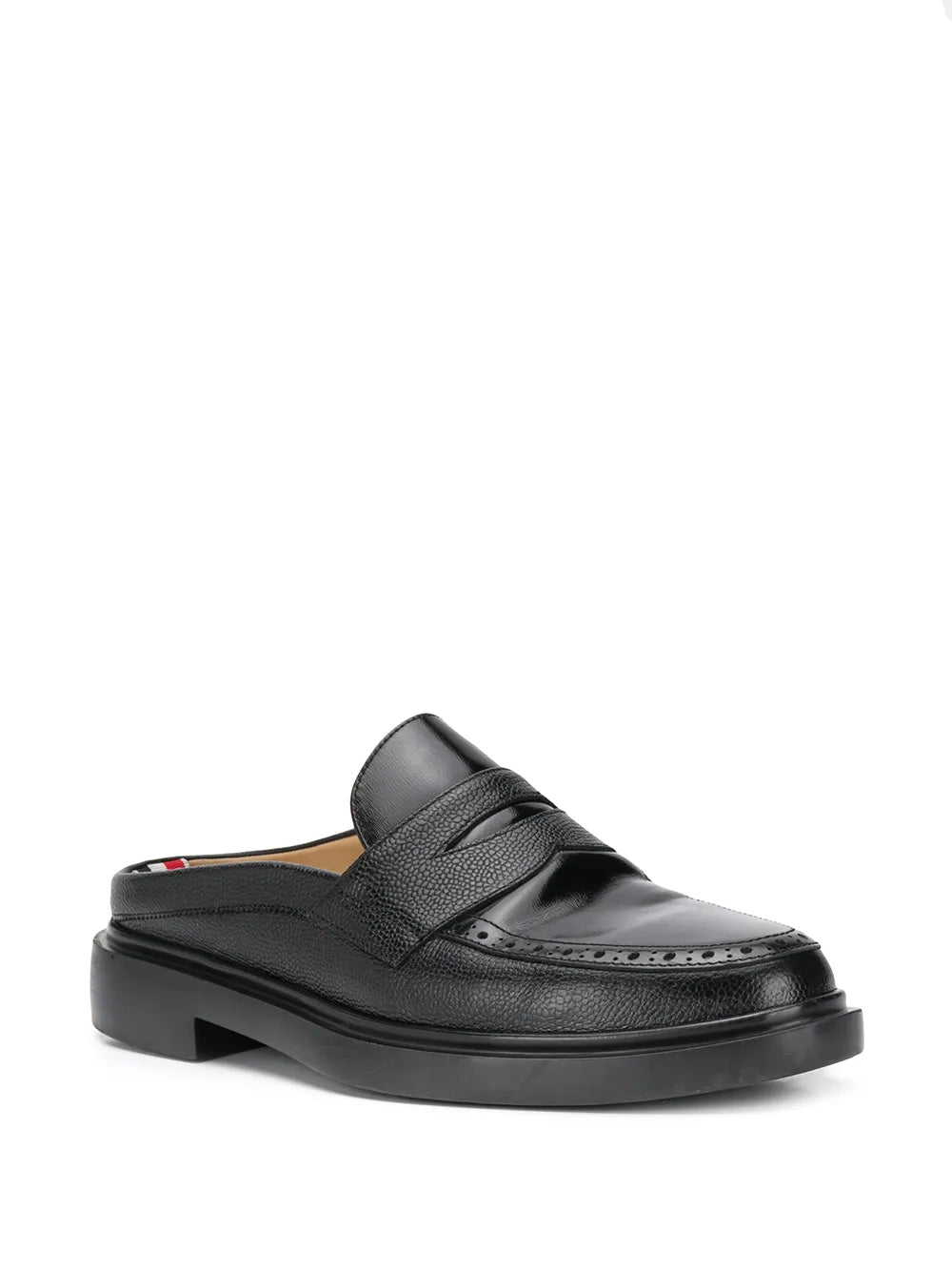 Thom Browne pebbled leather penny loafer mules