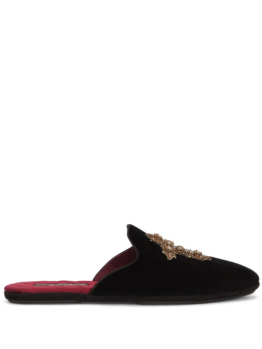 Dolce & Gabbana embroidered velvet slippers