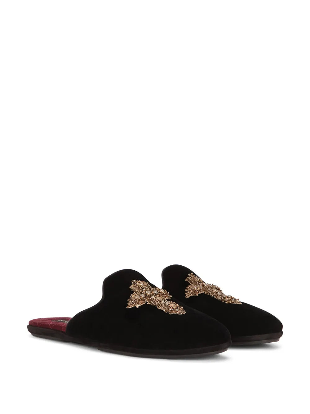 Dolce & Gabbana embroidered velvet slippers