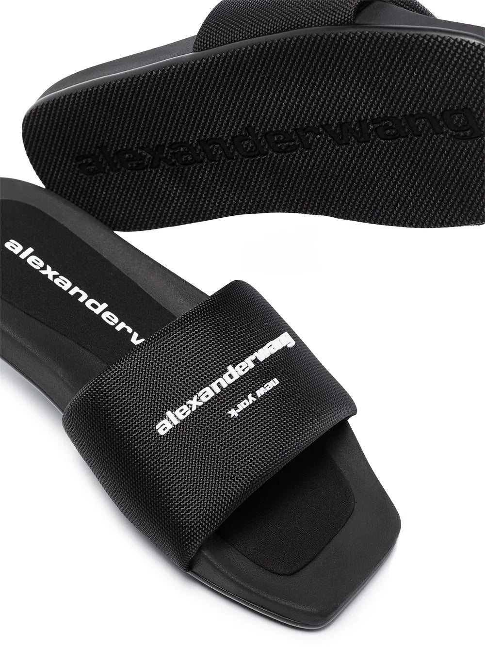Alexander Wang logo-print flat slides