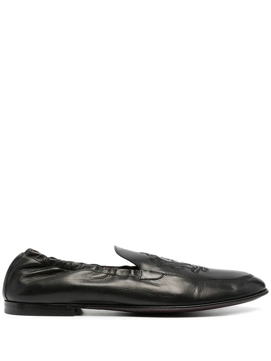 Dolce & Gabbana logo-embroidered leather loafers