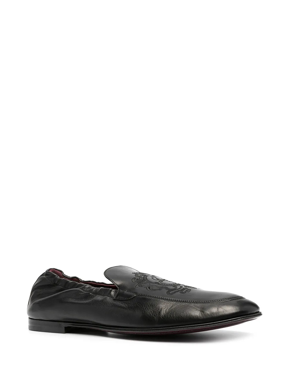 Dolce & Gabbana logo-embroidered leather loafers