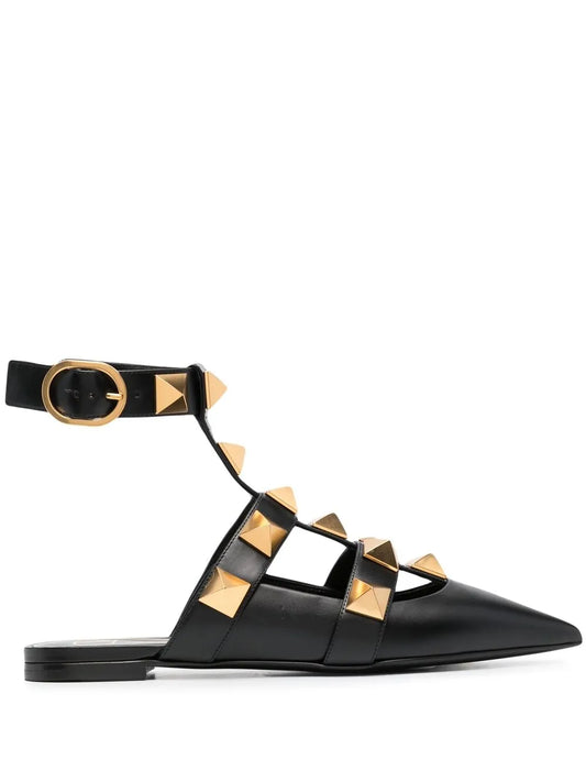 Valentino Garavani Roman Stud pointed-toe ballerina shoes