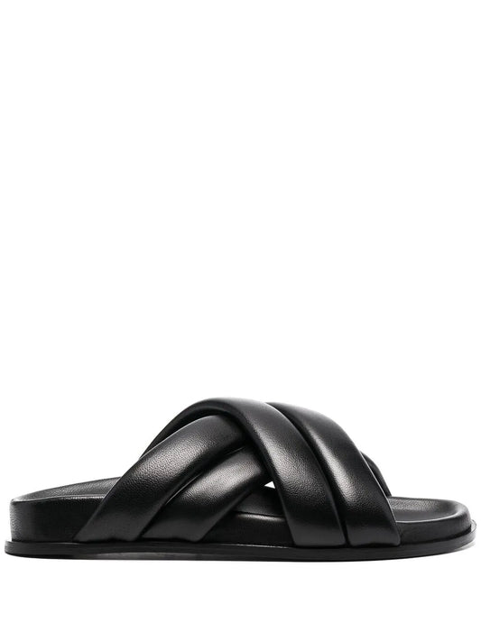 ANINE BING Lizzie leather cross-strap slides