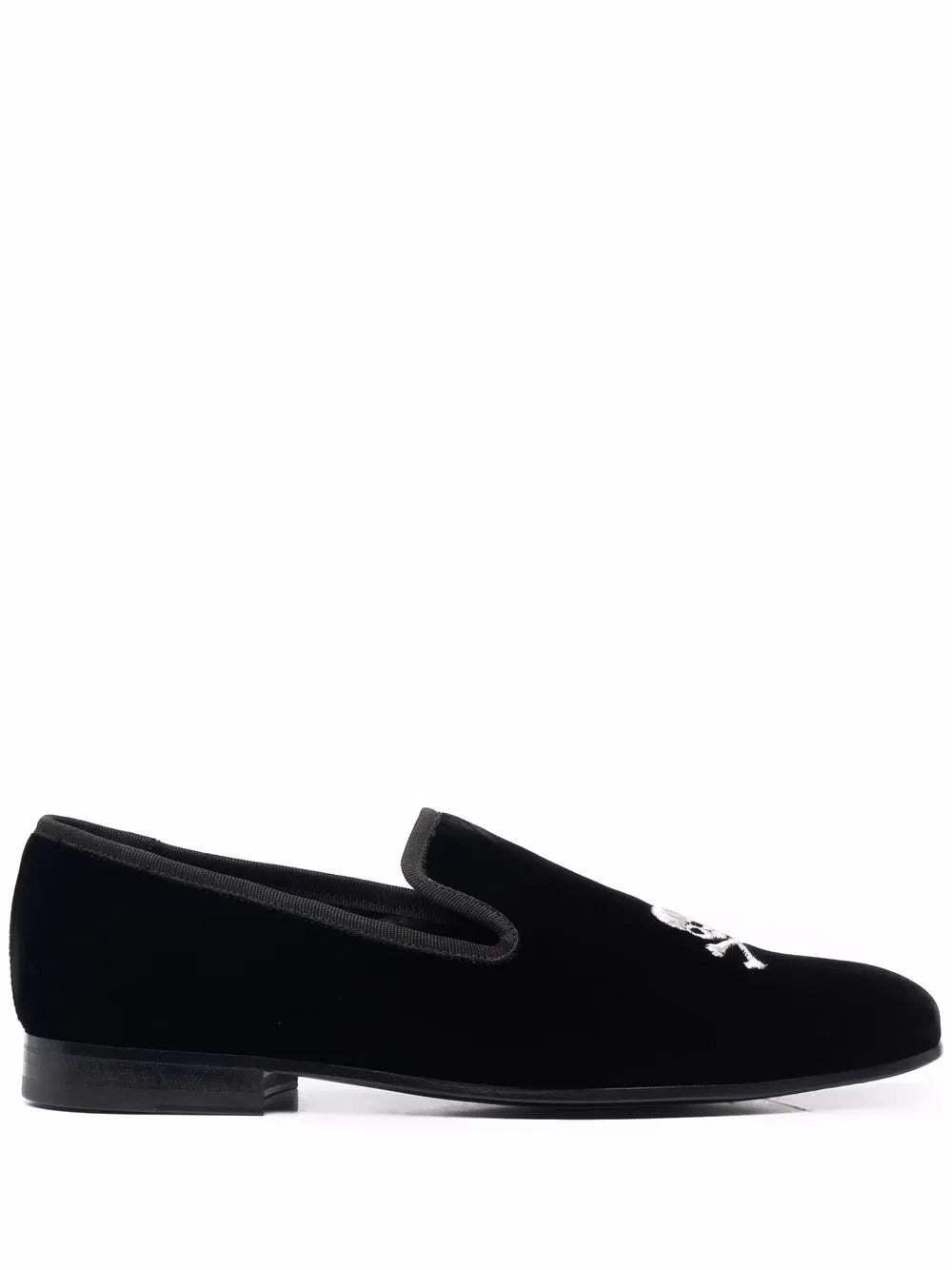 Philipp Plein skull embroidery velvet loafers