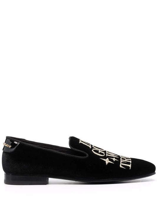 Philipp Plein Money-embroidered velvet loafers