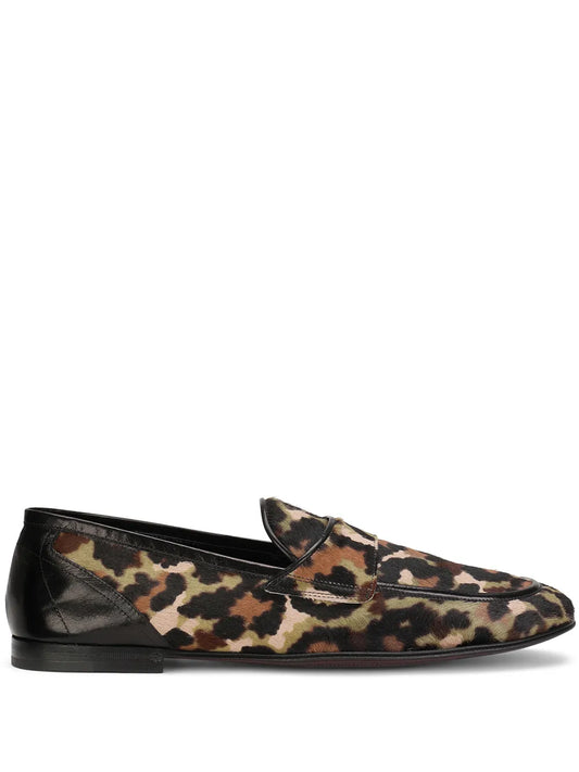 Dolce & Gabbana leopard print calf hair loafers