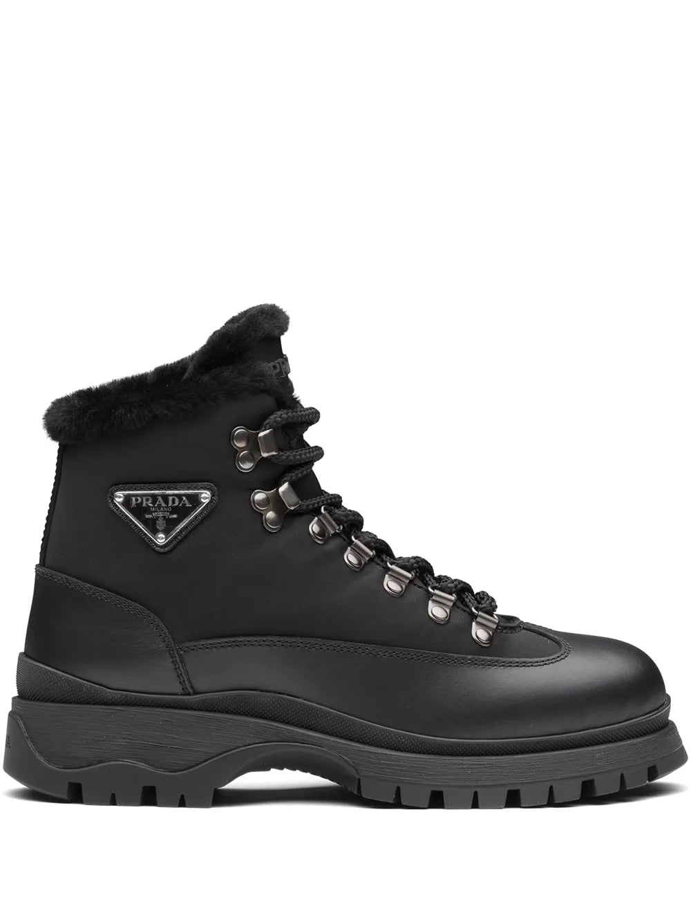 Prada shearling-trim leather ankle boots