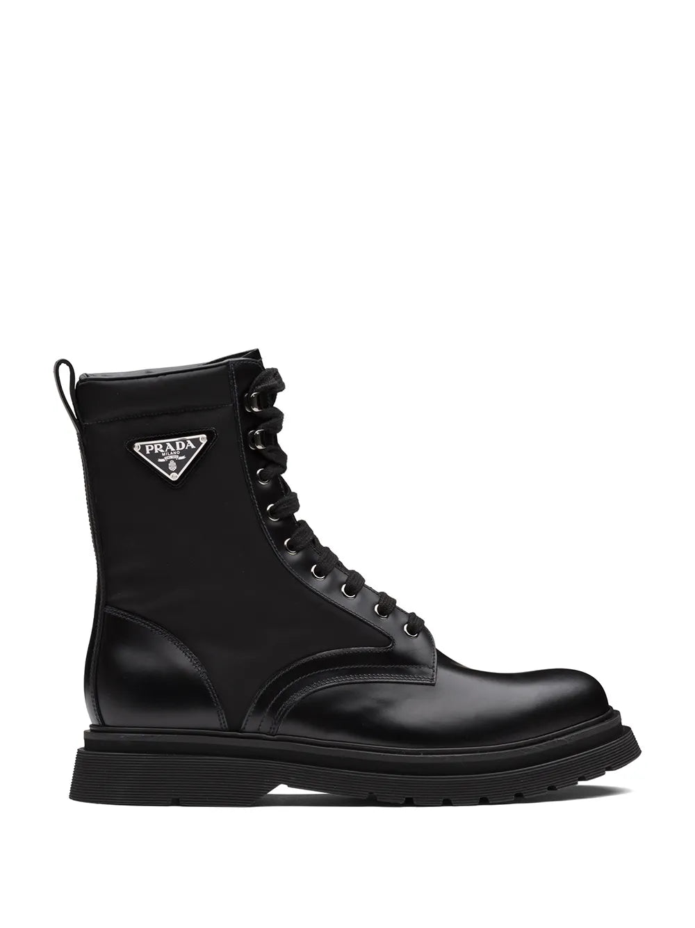 Prada logo-plaque panelled ankle boots