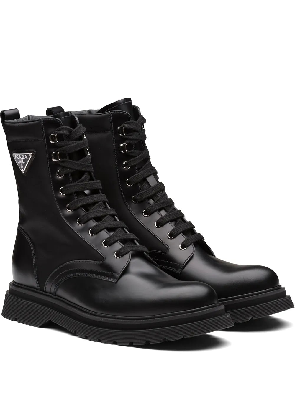 Prada logo-plaque panelled ankle boots