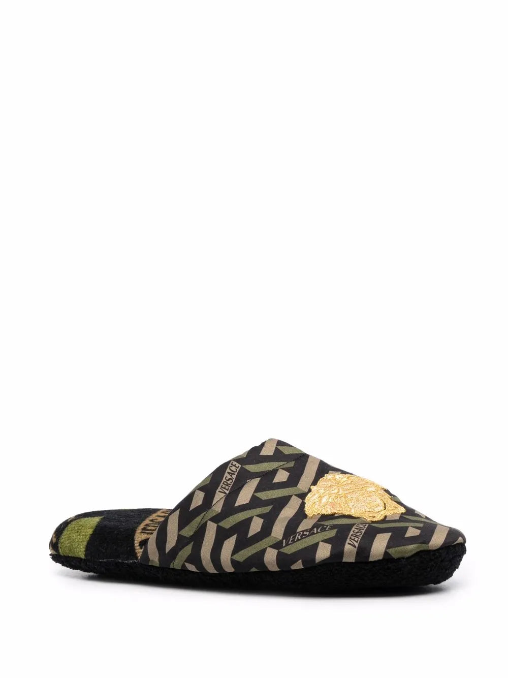Versace logo embroidered slippers