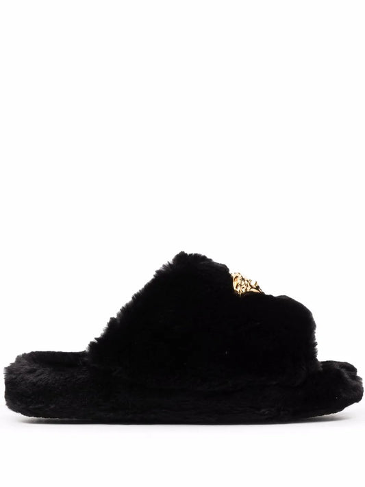 Versace Icon faux-fur slippers
