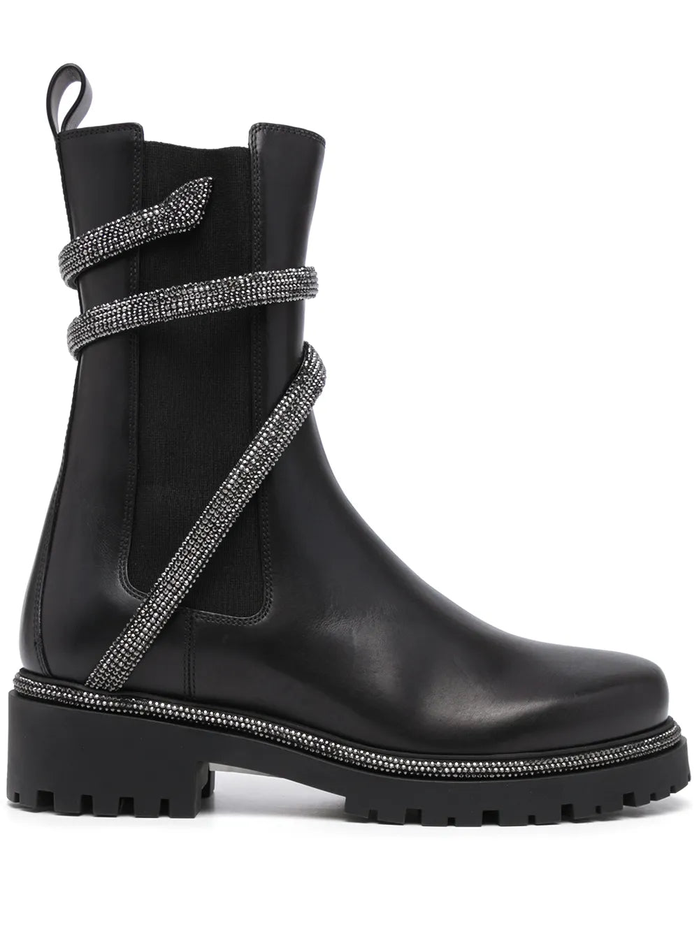 René Caovilla snake-embellished leather ankle boots