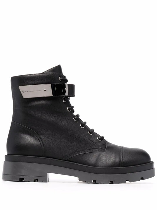 Giuseppe Zanotti engraved-logo lace-up boots