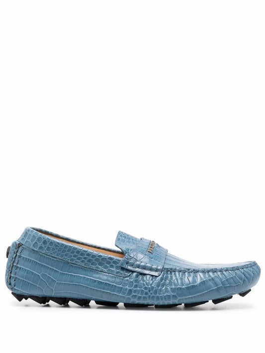 Philipp Plein blue leather moccasin